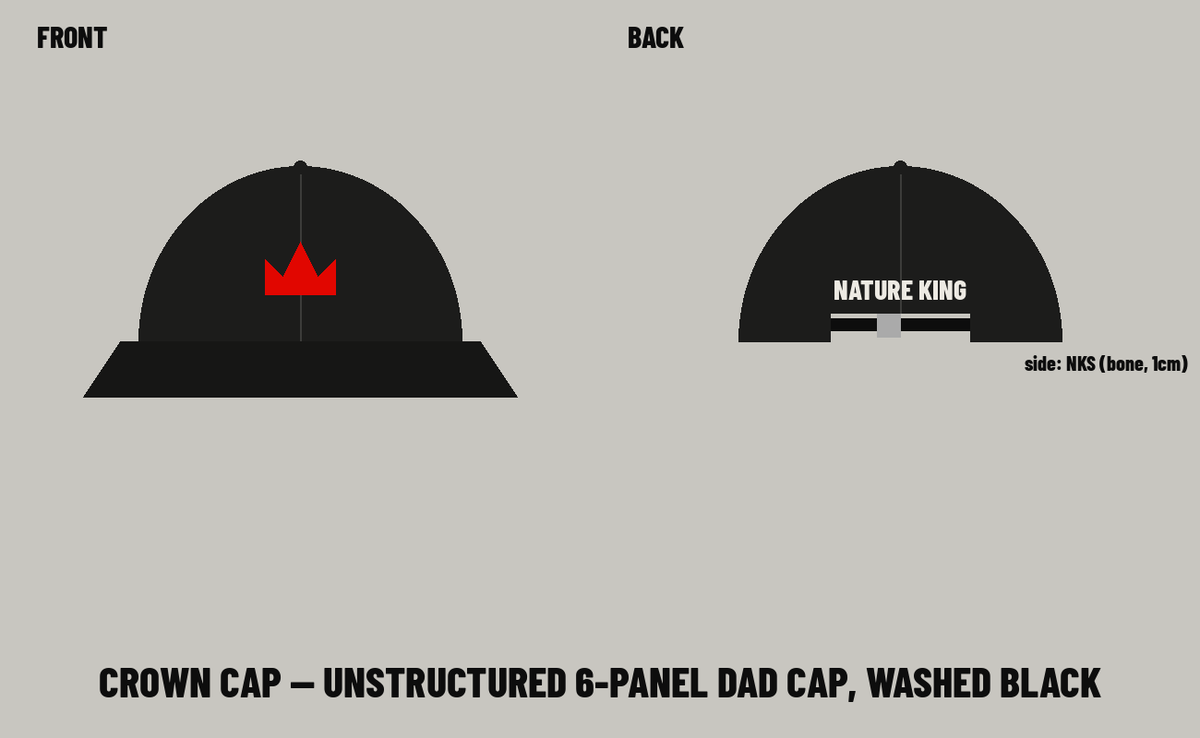 Crown Cap washed black with red crown